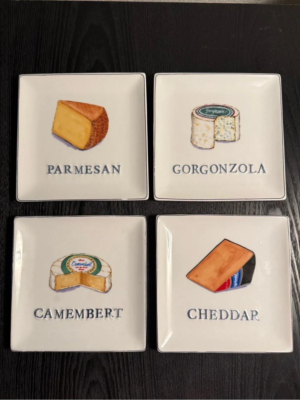 VTG Boston Warehouse Ceramic Cheese Appetizer Plates Set of 4 Nancy Green